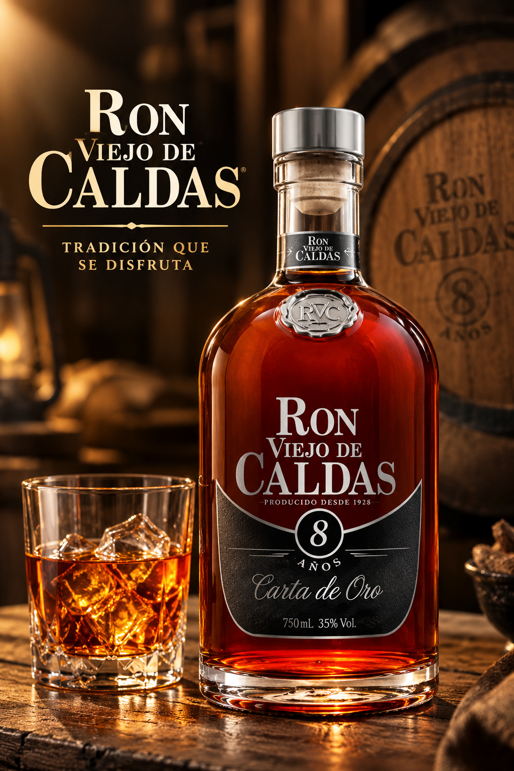 Ron Viejo de Caldas Carta de Oro 8 Años